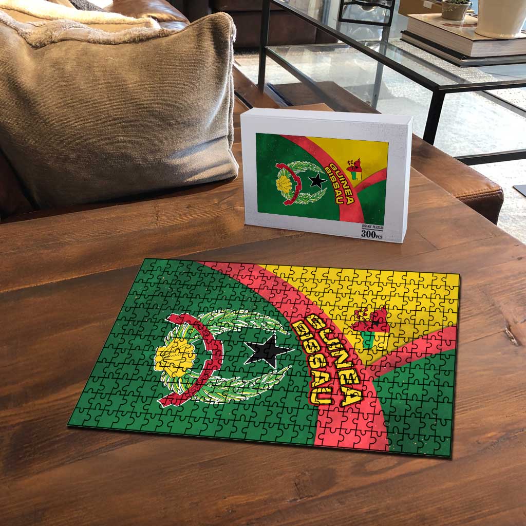 Guinea Bissau Puzzle with Green Yellow Red Swirl Design - Wonder Print Shop
