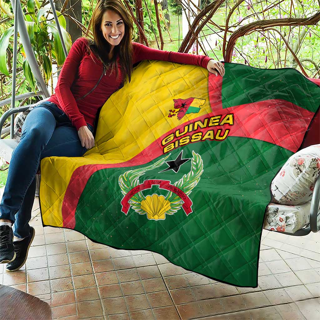 Guinea Bissau Quilt with Green Yellow Red Swirl Design - Wonder Print Shop