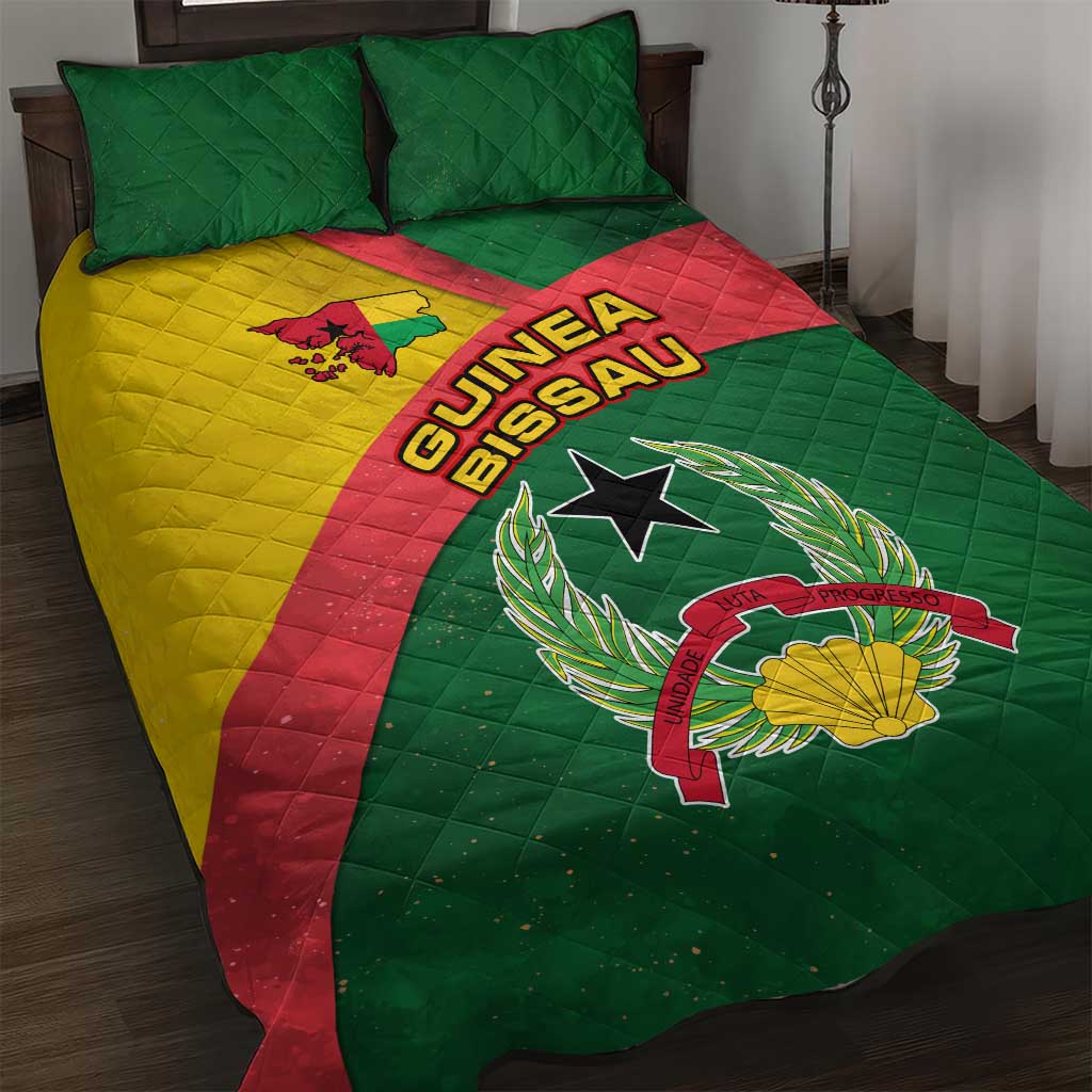 Guinea Bissau Quilt Bed Set with Green Yellow Red Swirl Design - Wonder Print Shop