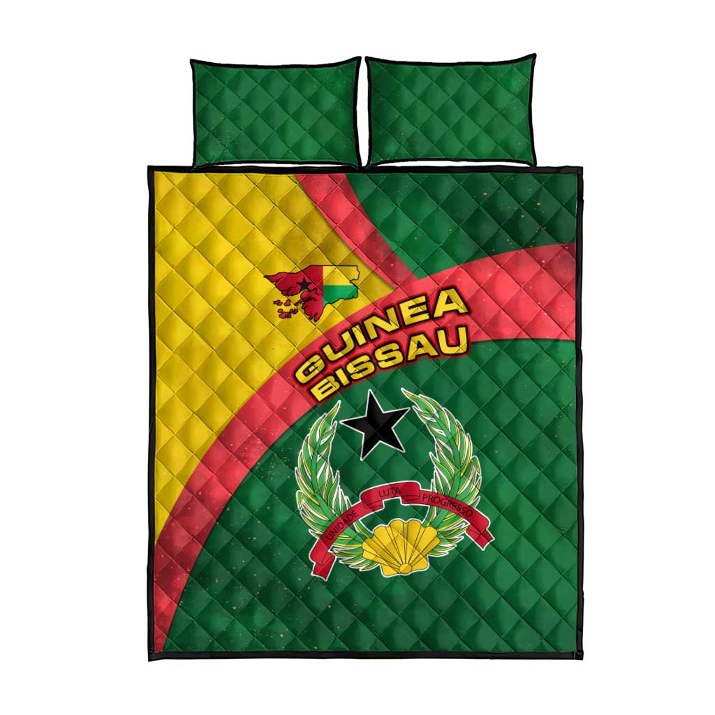 Guinea Bissau Quilt Bed Set with Green Yellow Red Swirl Design - Wonder Print Shop