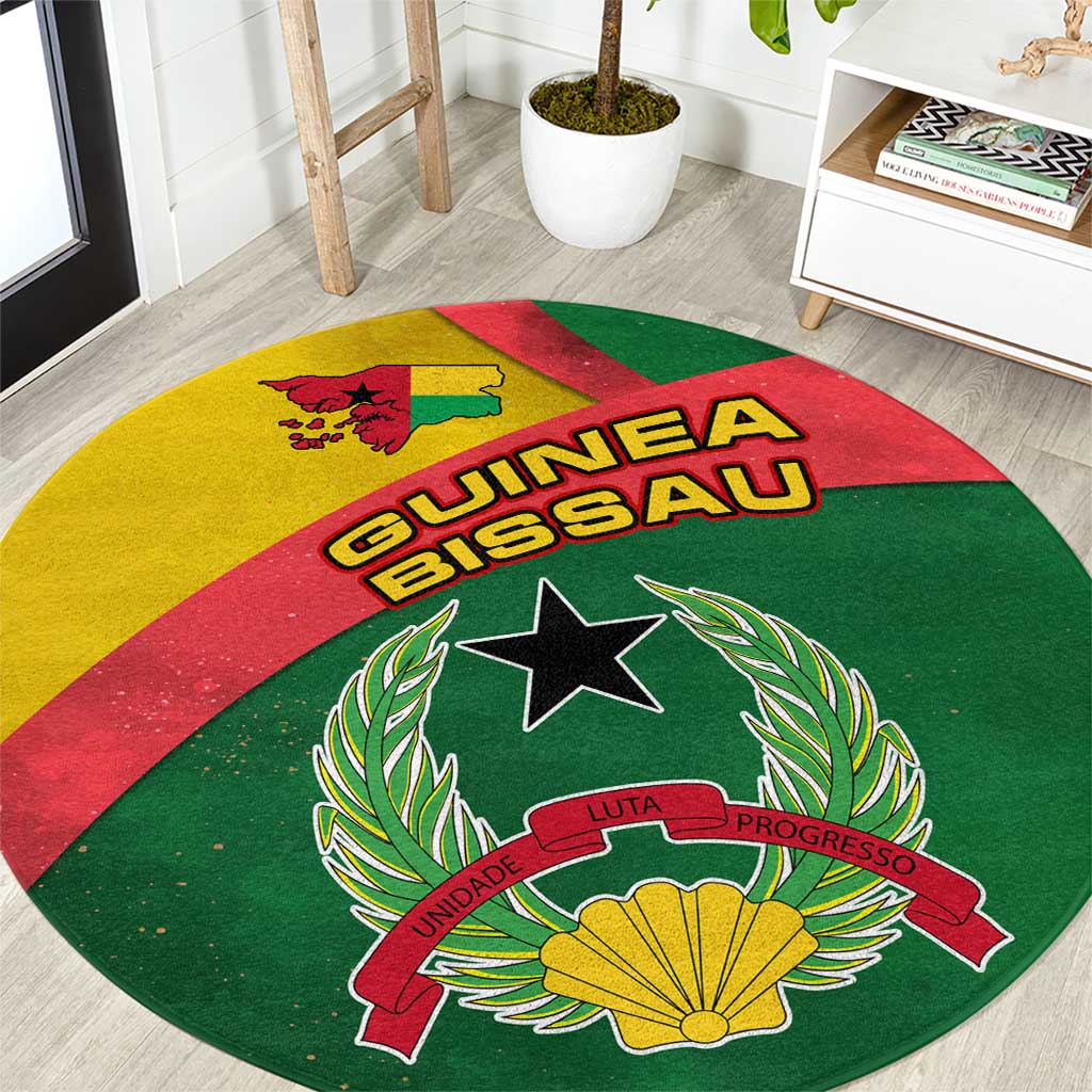 Guinea Bissau Round Carpet with Green Yellow Red Swirl Design - Wonder Print Shop