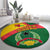 Guinea Bissau Round Carpet with Green Yellow Red Swirl Design - Wonder Print Shop