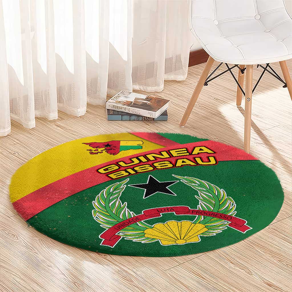 Guinea Bissau Round Carpet with Green Yellow Red Swirl Design - Wonder Print Shop