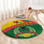 Guinea Bissau Round Carpet with Green Yellow Red Swirl Design - Wonder Print Shop
