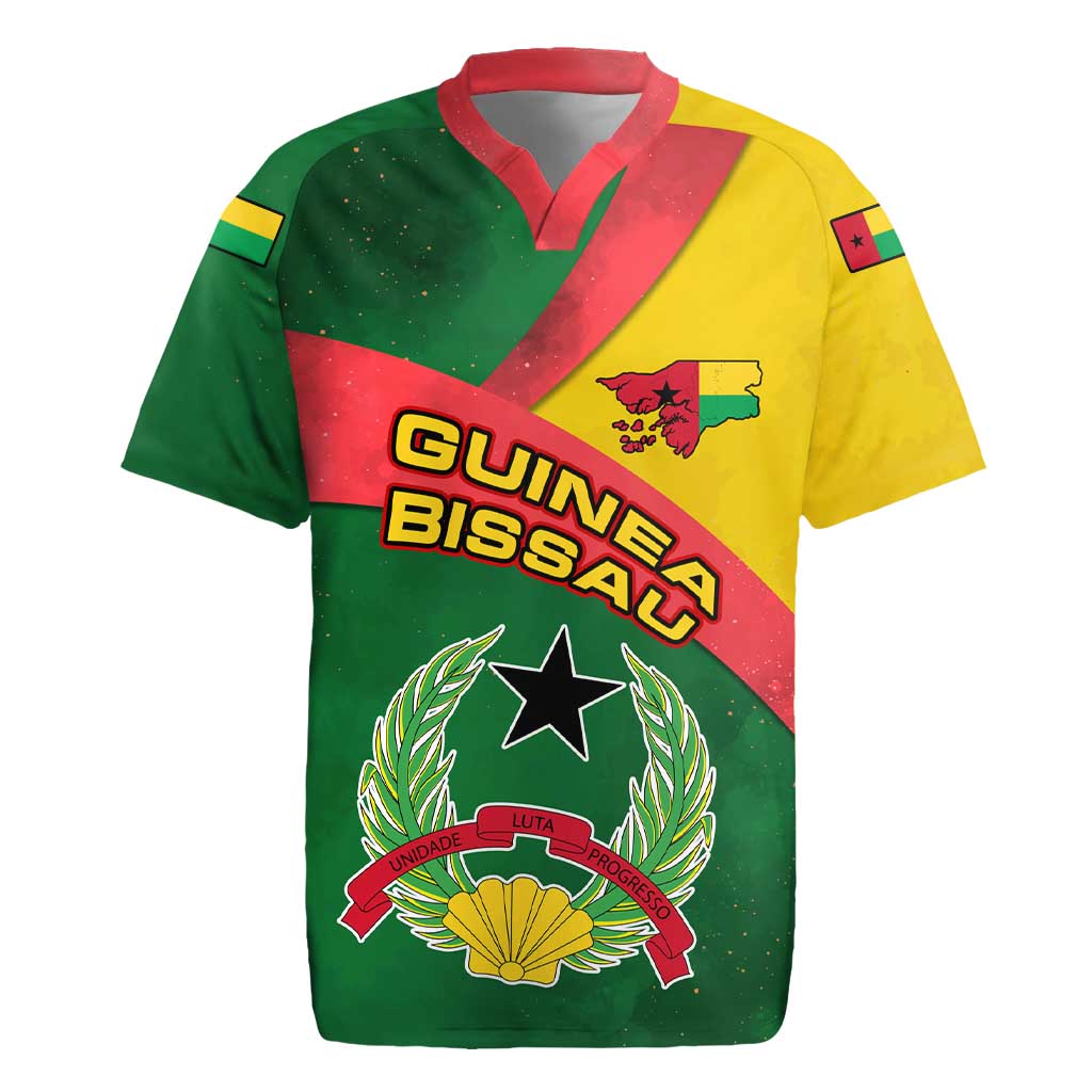 Guinea Bissau Rugby Jersey with Green Yellow Red Swirl Design - Wonder Print Shop