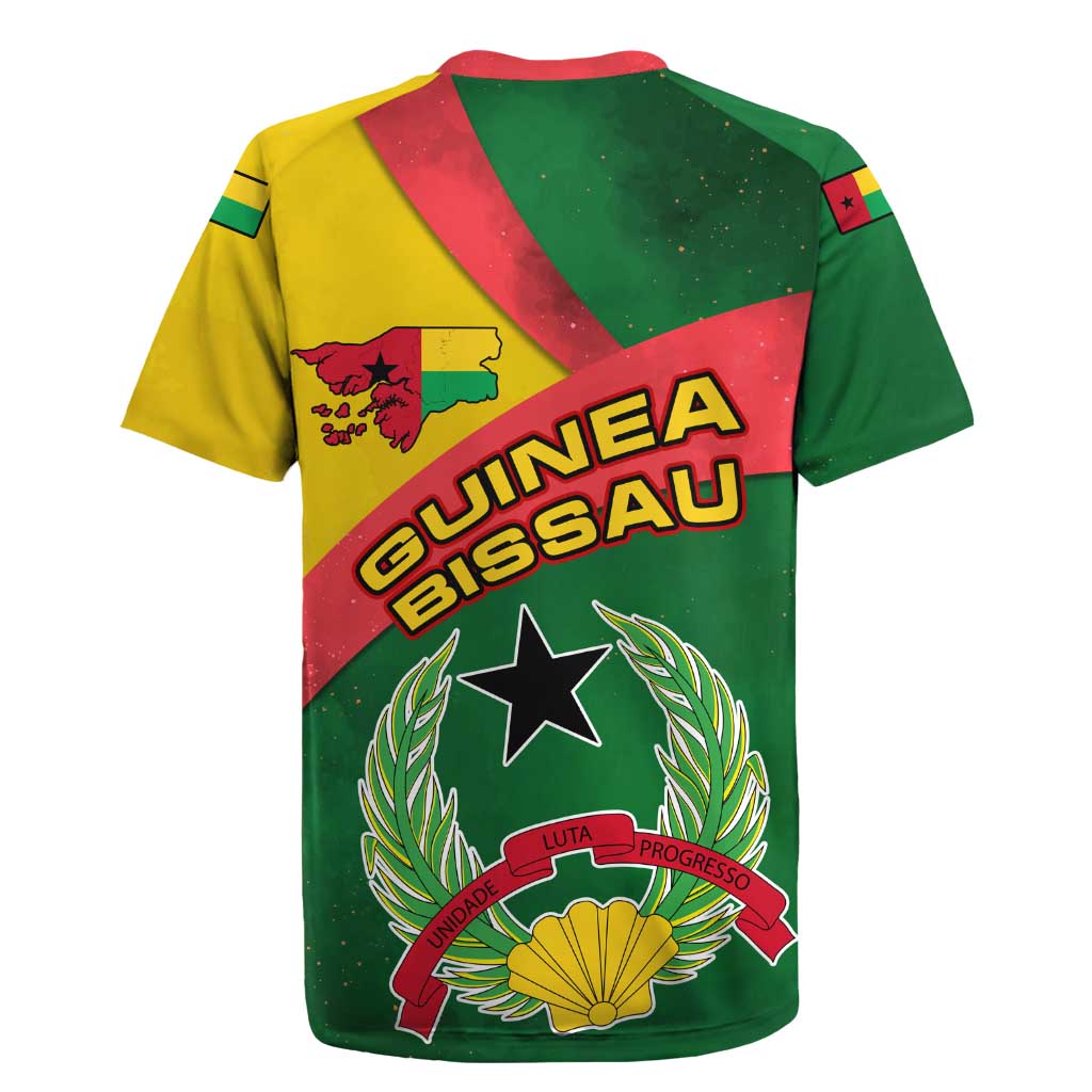 Guinea Bissau Rugby Jersey with Green Yellow Red Swirl Design - Wonder Print Shop