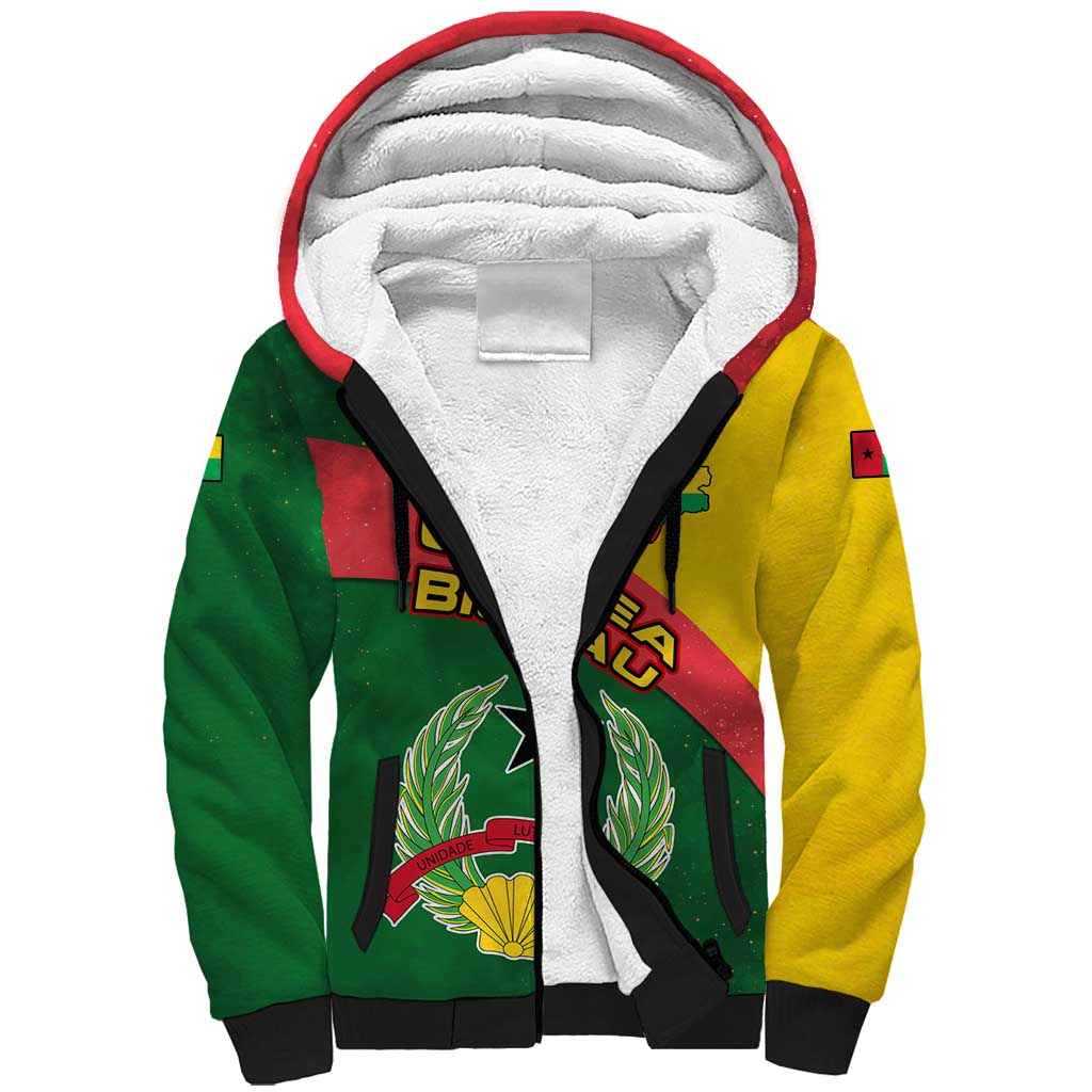 Guinea Bissau Sherpa Hoodie with Green Yellow Red Swirl Design - Wonder Print Shop