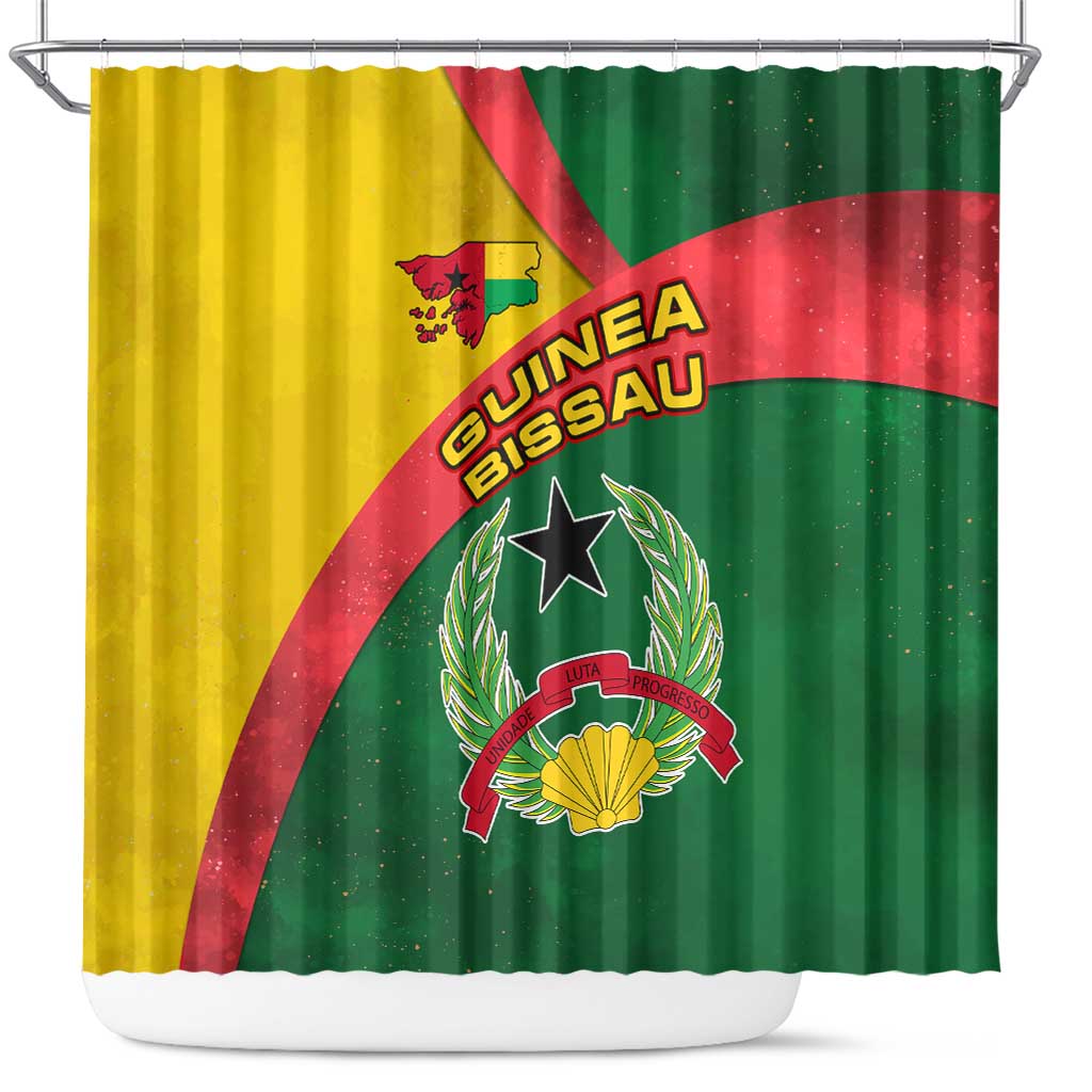 Guinea Bissau Shower Curtain with Green Yellow Red Swirl Design - Wonder Print Shop
