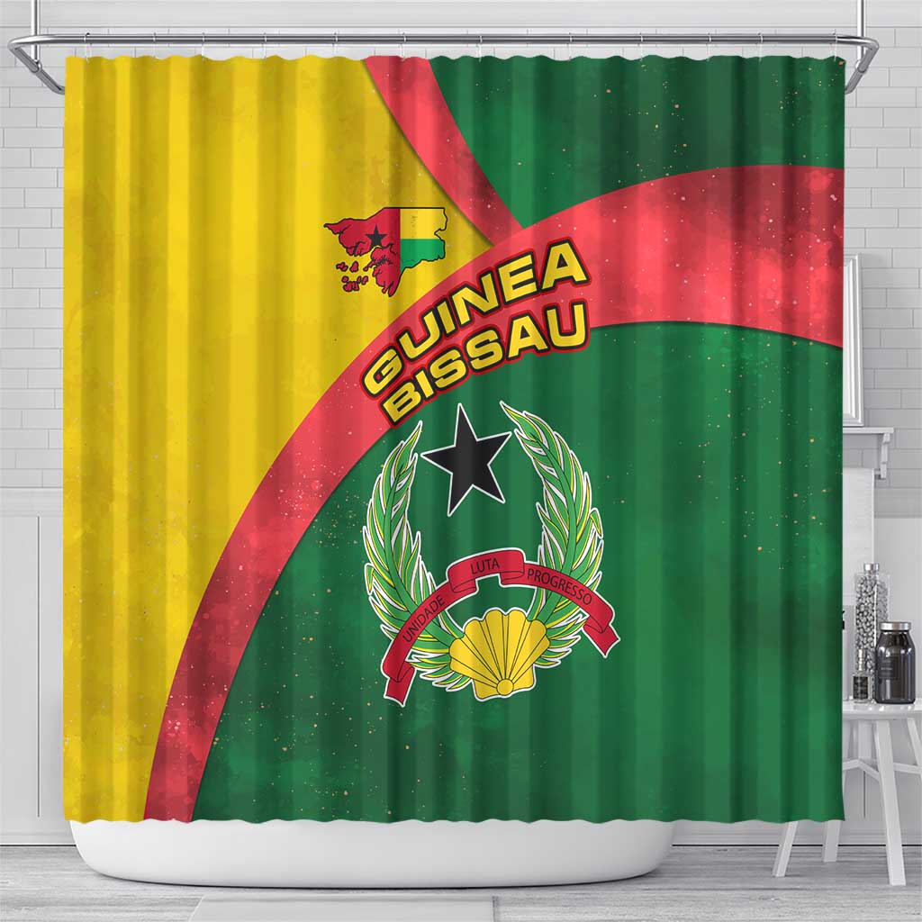 Guinea Bissau Shower Curtain with Green Yellow Red Swirl Design - Wonder Print Shop