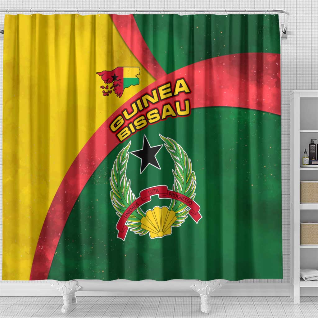 Guinea Bissau Shower Curtain with Green Yellow Red Swirl Design - Wonder Print Shop