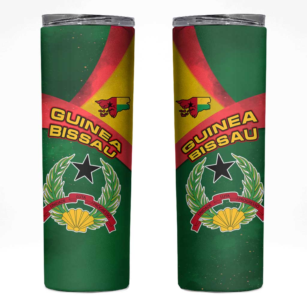 Guinea Bissau Skinny Tumbler with Green Yellow Red Swirl Design - Wonder Print Shop