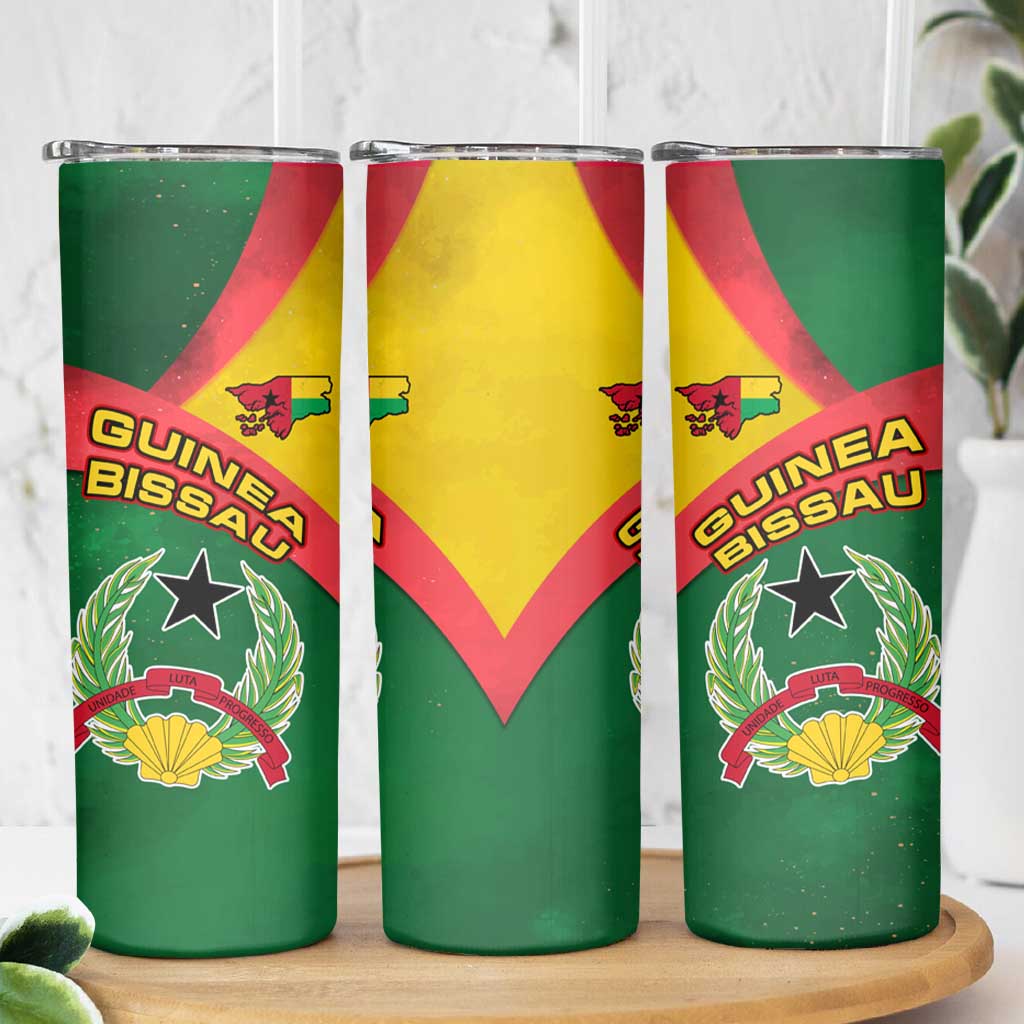 Guinea Bissau Skinny Tumbler with Green Yellow Red Swirl Design - Wonder Print Shop