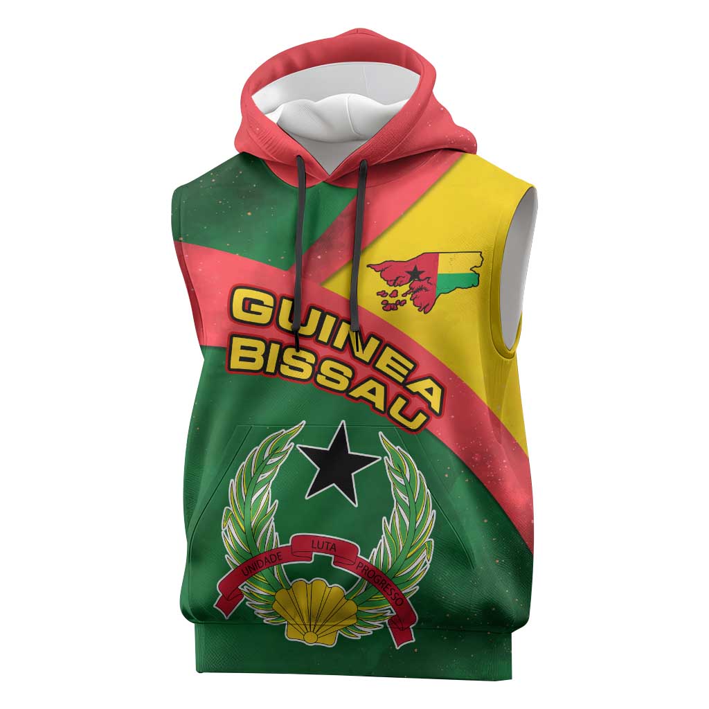 Guinea Bissau Sleeveless Hoodie with Green Yellow Red Swirl Design - Wonder Print Shop