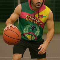 Guinea Bissau Sleeveless Zip Hoodie with Green Yellow Red Swirl Design - Wonder Print Shop