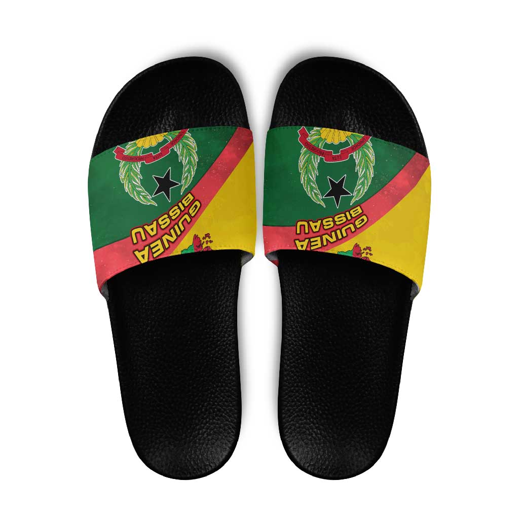 Guinea Bissau Slide Sandals with Green Yellow Red Swirl Design - Wonder Print Shop