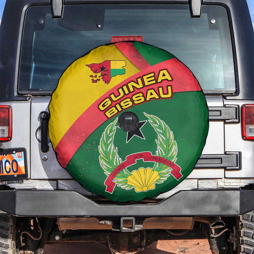 Guinea Bissau Spare Tire Cover with Green Yellow Red Swirl Design - Wonder Print Shop