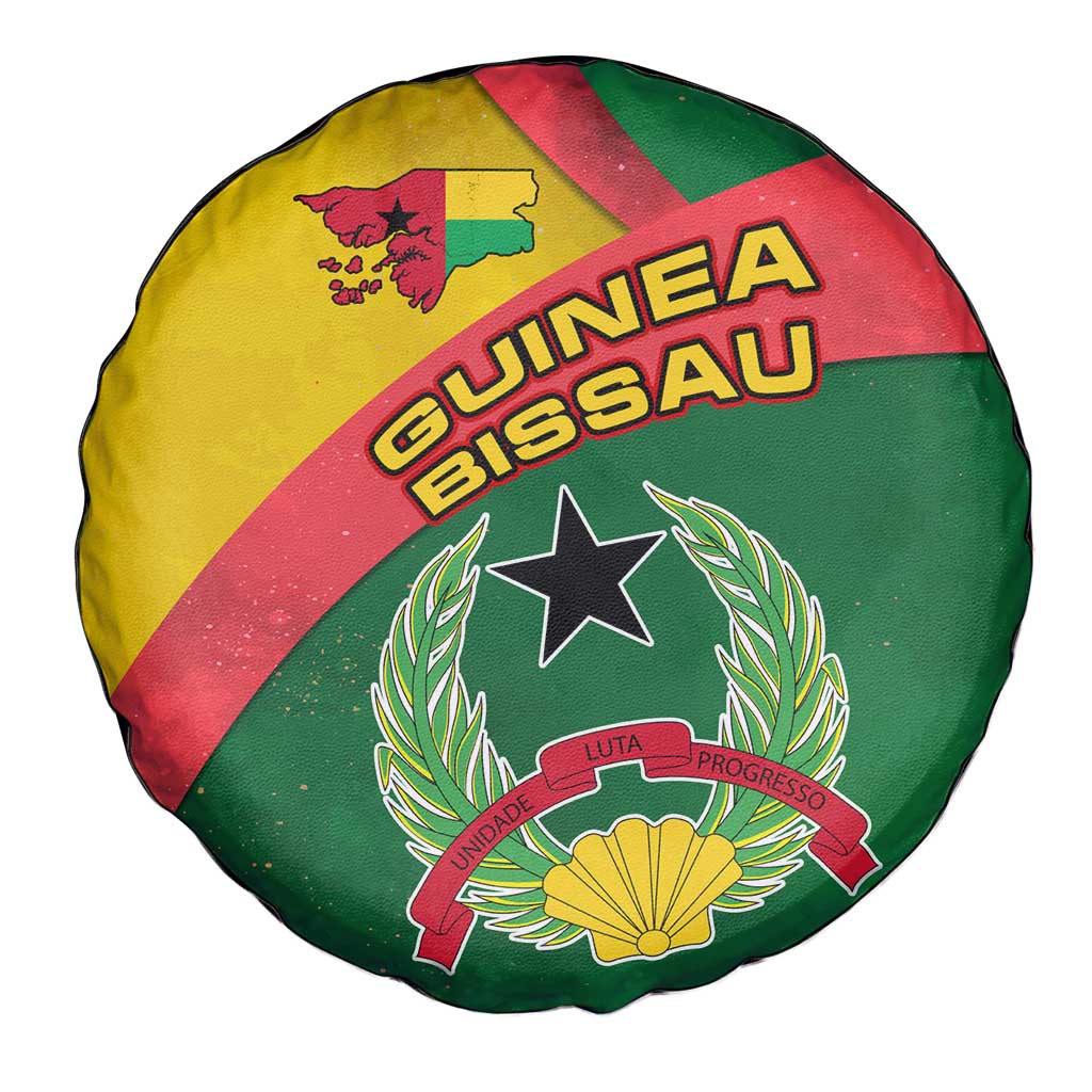 Guinea Bissau Spare Tire Cover with Green Yellow Red Swirl Design - Wonder Print Shop