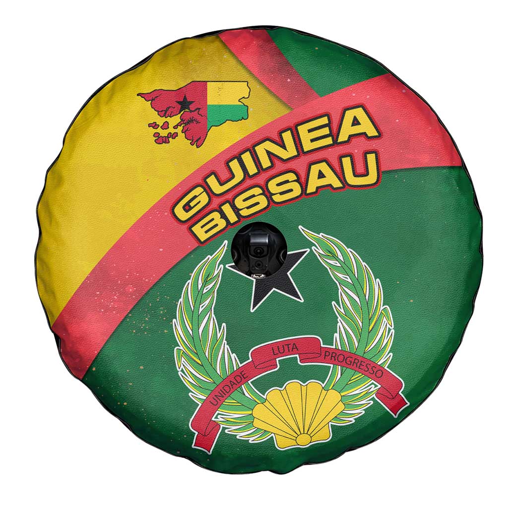 Guinea Bissau Spare Tire Cover with Green Yellow Red Swirl Design - Wonder Print Shop