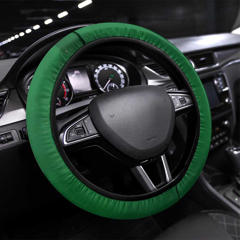 Guinea Bissau Steering Wheel Cover with Green Yellow Red Swirl Design - Wonder Print Shop