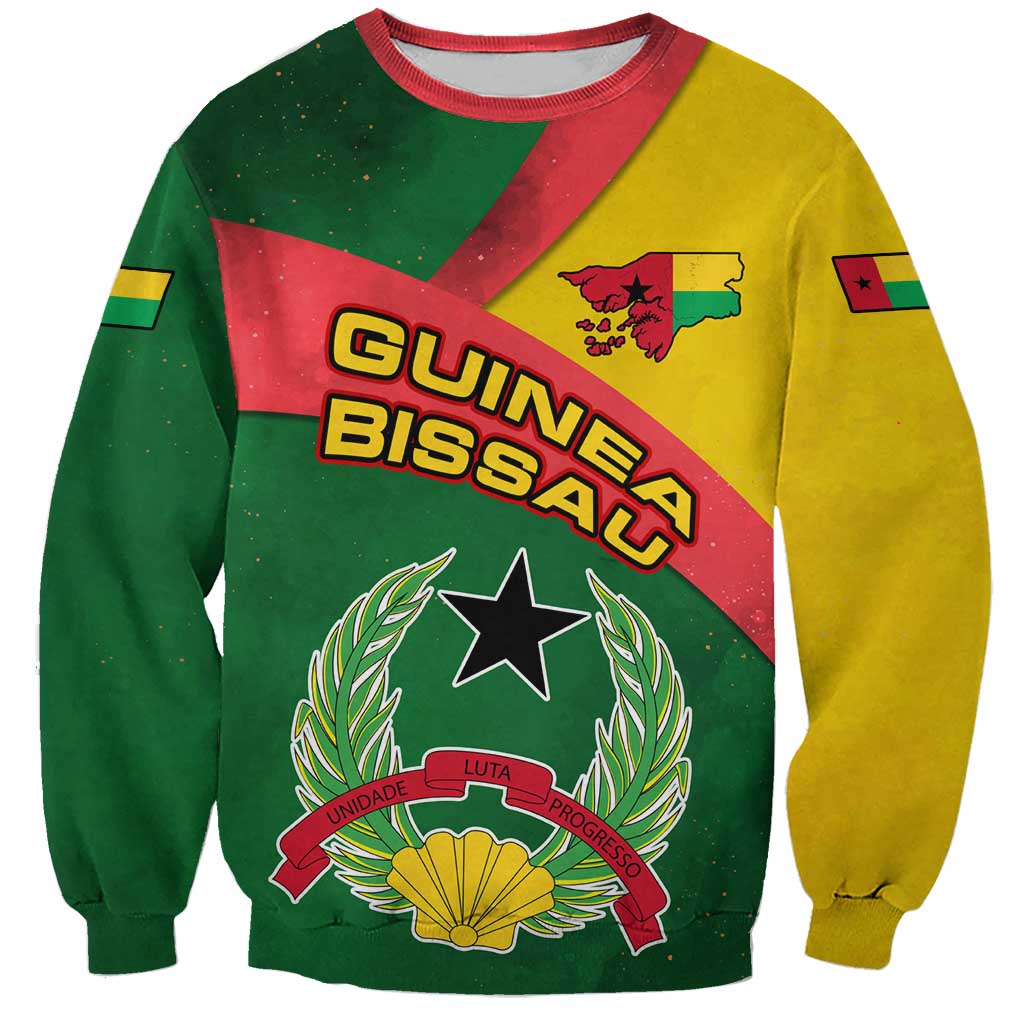 Guinea Bissau Sweatshirt with Green Yellow Red Swirl Design - Wonder Print Shop