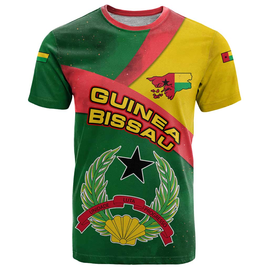 Guinea Bissau T Shirt with Green Yellow Red Swirl Design - Wonder Print Shop
