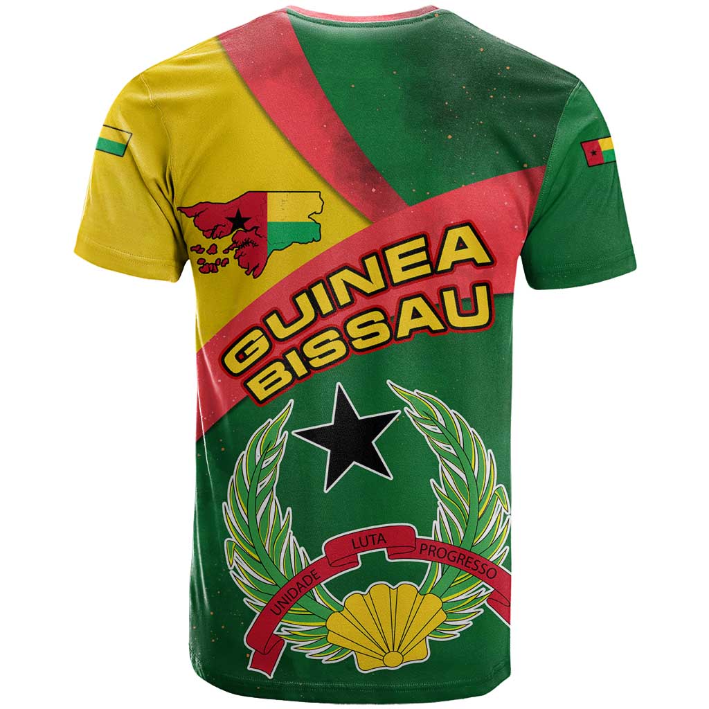 Guinea Bissau T Shirt with Green Yellow Red Swirl Design - Wonder Print Shop