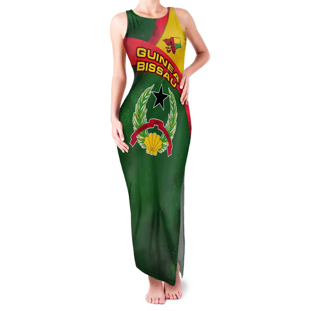 Guinea Bissau Tank Maxi Dress with Green Yellow Red Swirl Design - Wonder Print Shop