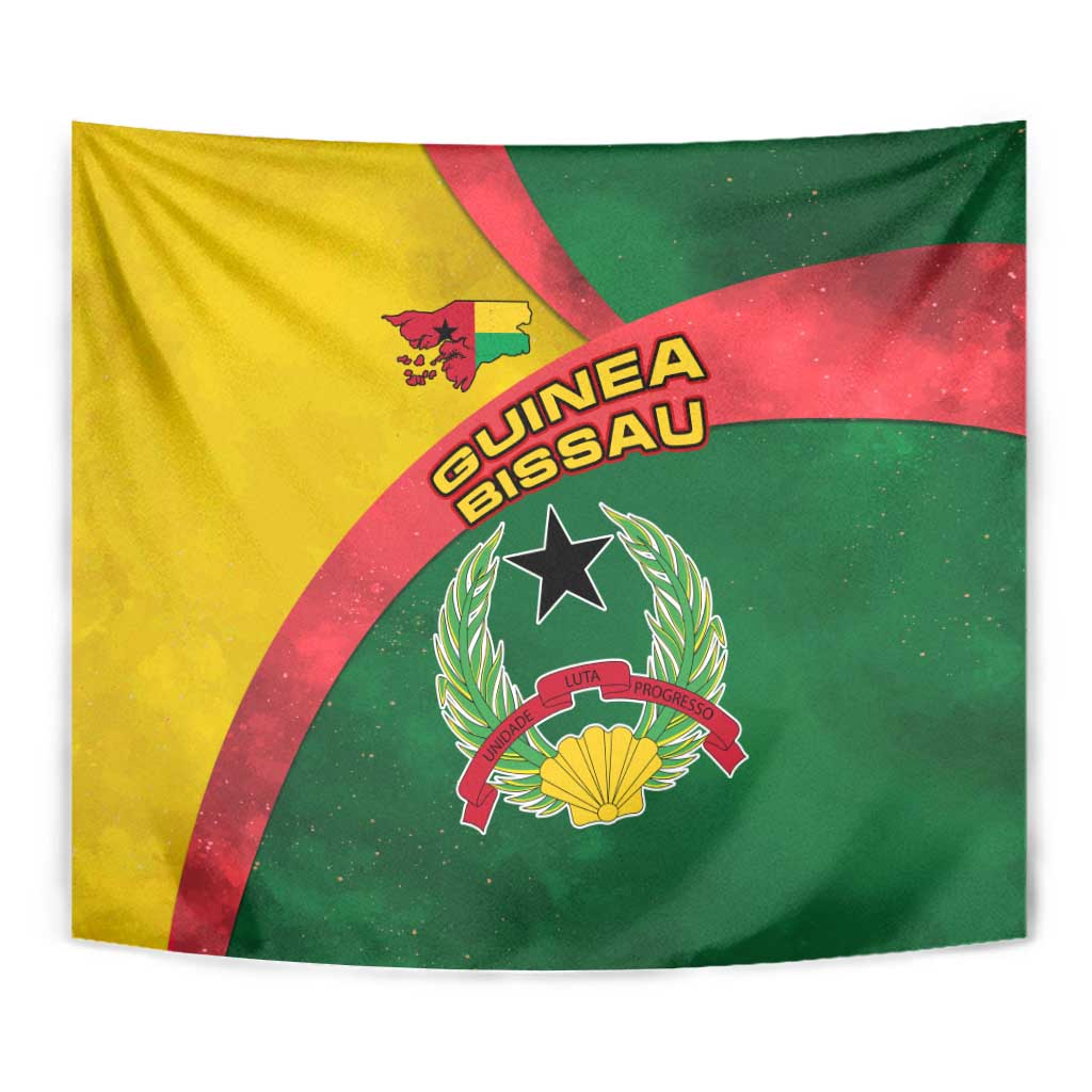 Guinea Bissau Tapestry with Green Yellow Red Swirl Design - Wonder Print Shop