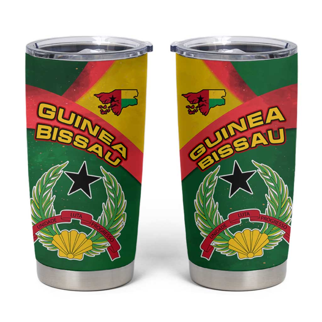 Guinea Bissau Tumbler Cup with Green Yellow Red Swirl Design - Wonder Print Shop