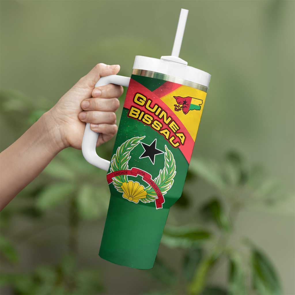 Guinea Bissau Tumbler With Handle with Green Yellow Red Swirl Design - Wonder Print Shop