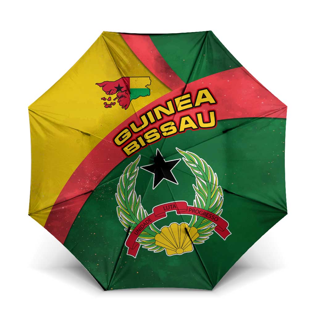 Guinea Bissau Umbrella with Green Yellow Red Swirl Design - Wonder Print Shop