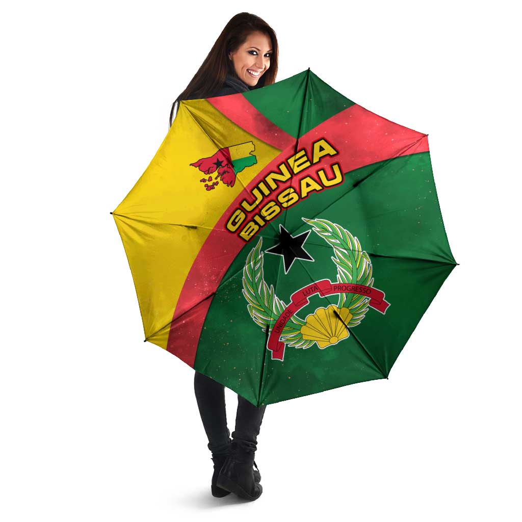 Guinea Bissau Umbrella with Green Yellow Red Swirl Design - Wonder Print Shop