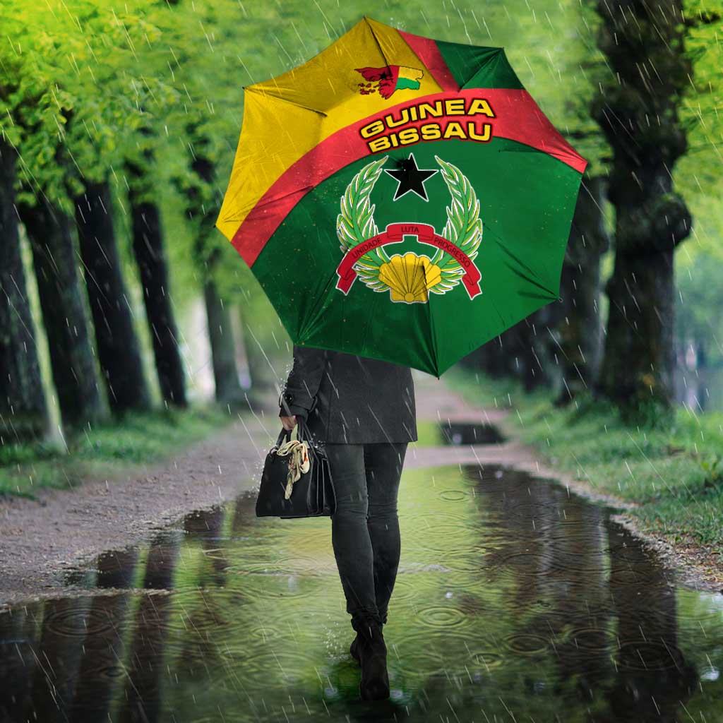 Guinea Bissau Umbrella with Green Yellow Red Swirl Design - Wonder Print Shop