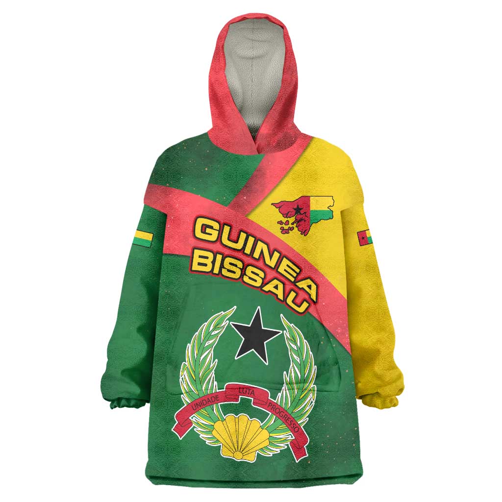 Guinea Bissau Wearable Blanket Hoodie with Green Yellow Red Swirl Design - Wonder Print Shop