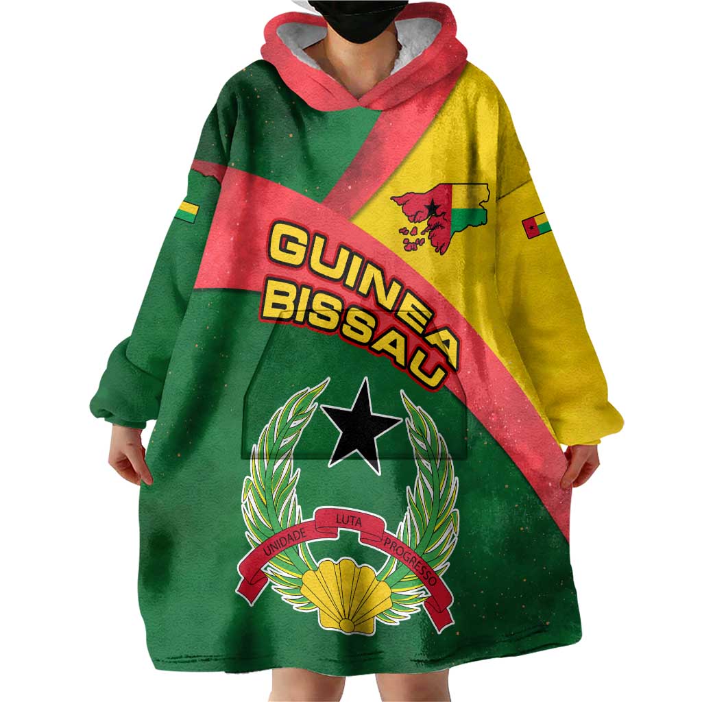 Guinea Bissau Wearable Blanket Hoodie with Green Yellow Red Swirl Design - Wonder Print Shop