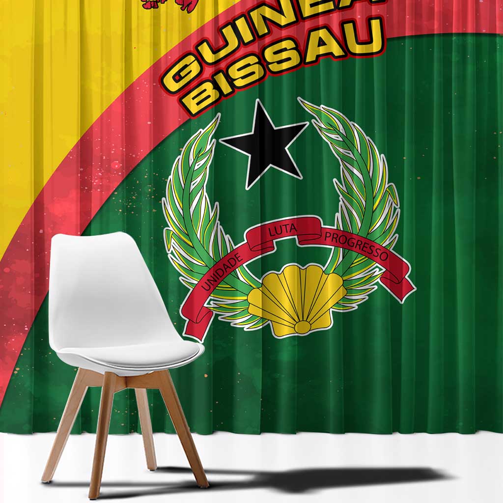 Guinea Bissau Window Curtain with Green Yellow Red Swirl Design - Wonder Print Shop