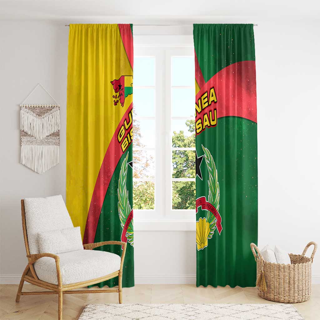 Guinea Bissau Window Curtain with Green Yellow Red Swirl Design - Wonder Print Shop