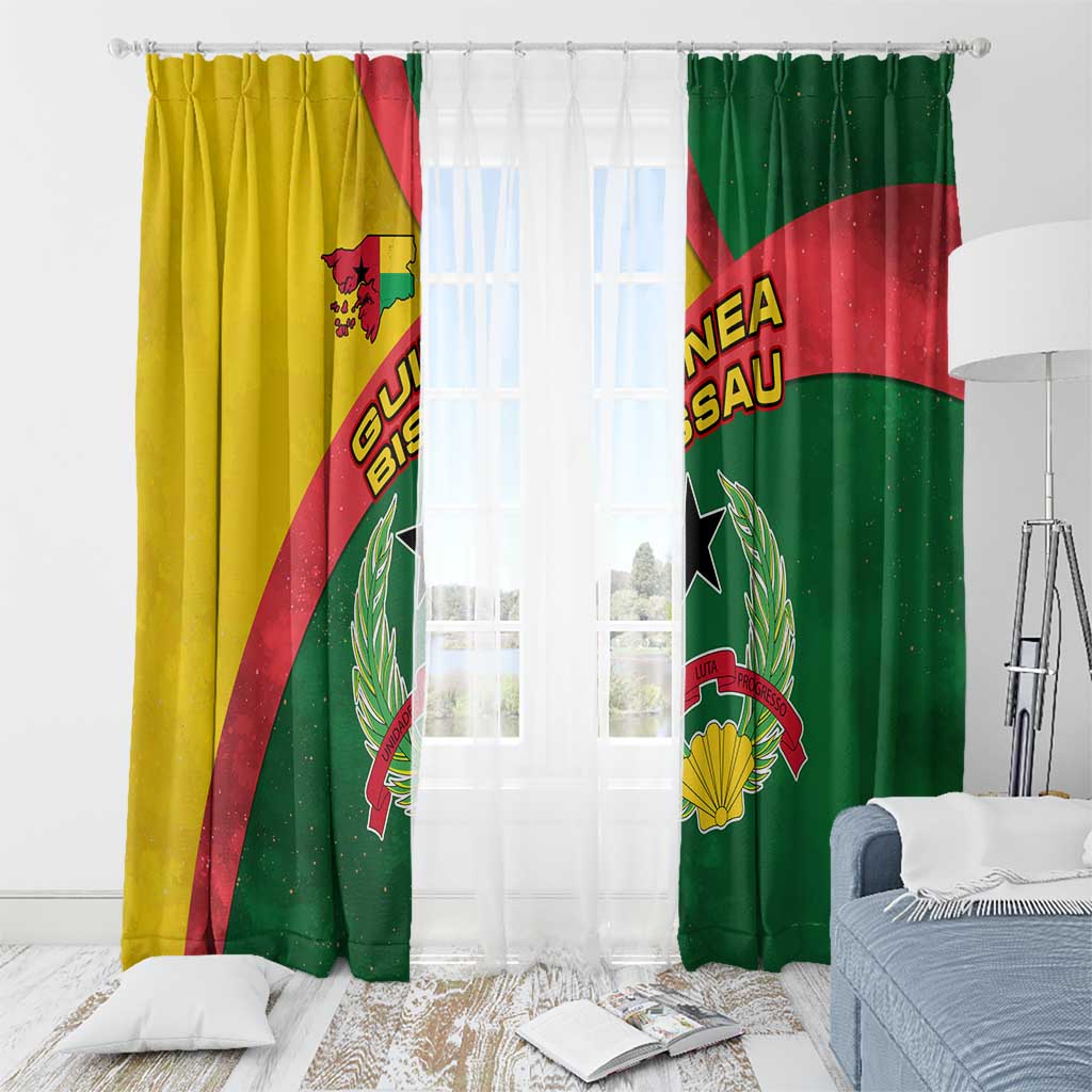 Guinea Bissau Window Curtain with Green Yellow Red Swirl Design - Wonder Print Shop