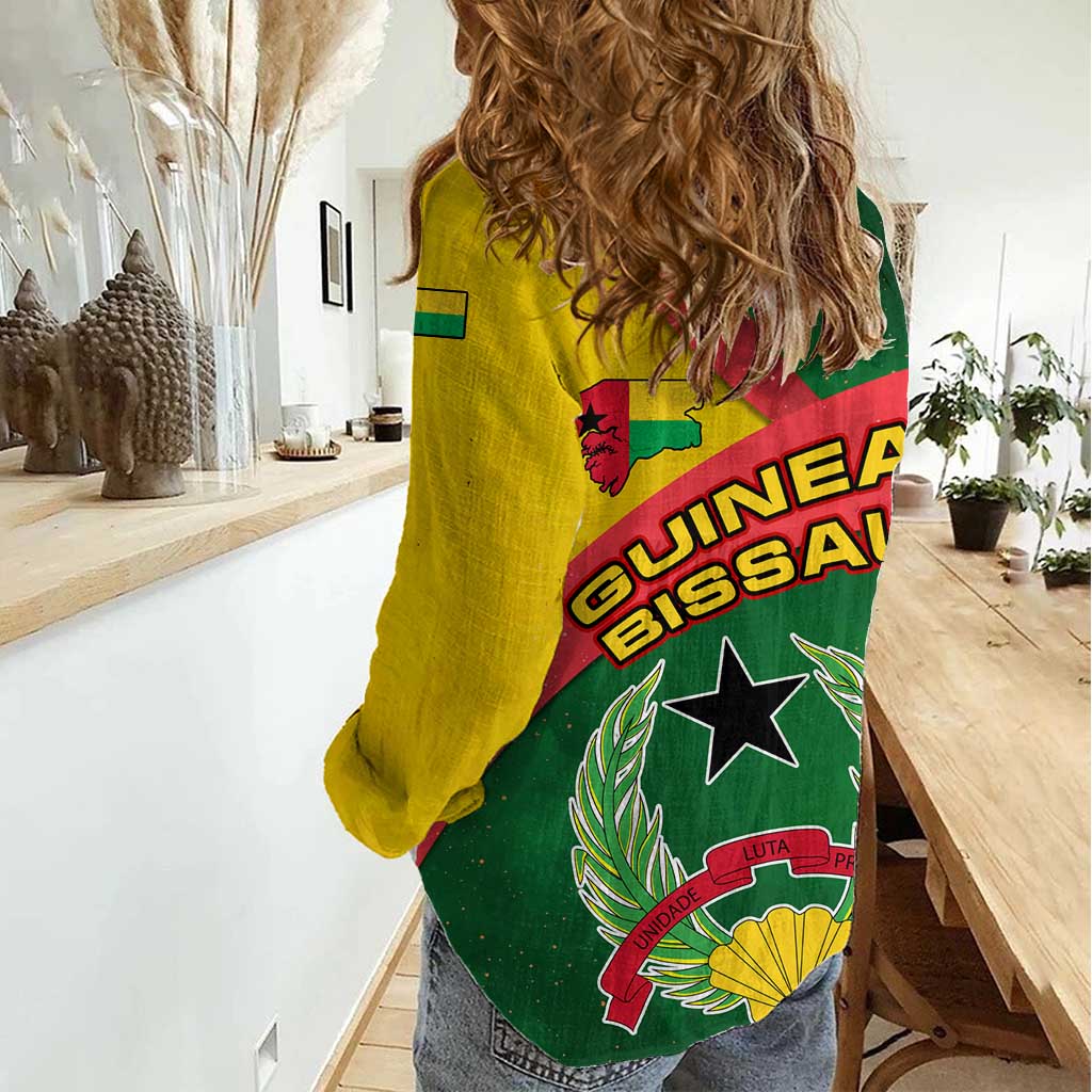Guinea Bissau Women Casual Shirt with Green Yellow Red Swirl Design - Wonder Print Shop