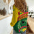 Guinea Bissau Women Casual Shirt with Green Yellow Red Swirl Design - Wonder Print Shop