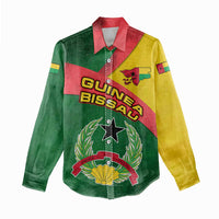 Guinea Bissau Women Casual Shirt with Green Yellow Red Swirl Design - Wonder Print Shop