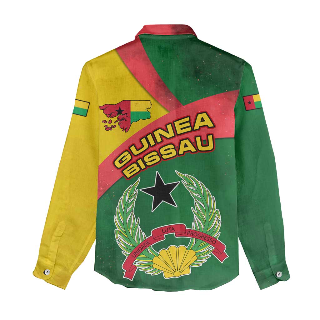 Guinea Bissau Women Casual Shirt with Green Yellow Red Swirl Design - Wonder Print Shop