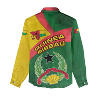 Guinea Bissau Women Casual Shirt with Green Yellow Red Swirl Design - Wonder Print Shop