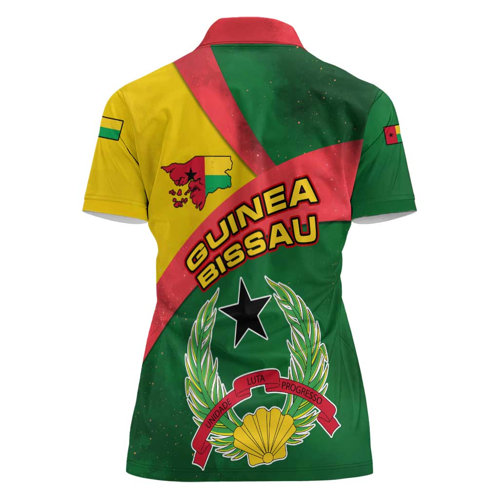 Guinea Bissau Women Polo Shirt with Green Yellow Red Swirl Design - Wonder Print Shop
