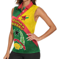 Guinea Bissau Women Sleeveless Polo Shirt with Green Yellow Red Swirl Design - Wonder Print Shop