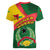 Guinea Bissau Women V-Neck T-Shirt with Green Yellow Red Swirl Design - Wonder Print Shop