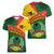 Guinea Bissau Women V-Neck T-Shirt with Green Yellow Red Swirl Design - Wonder Print Shop