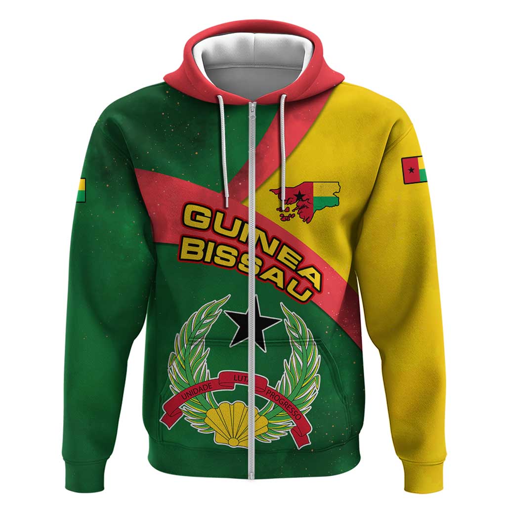 Guinea Bissau Zip Hoodie with Green Yellow Red Swirl Design - Wonder Print Shop
