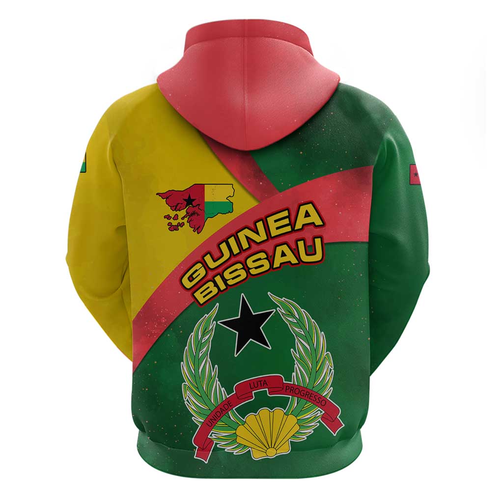 Guinea Bissau Zip Hoodie with Green Yellow Red Swirl Design - Wonder Print Shop