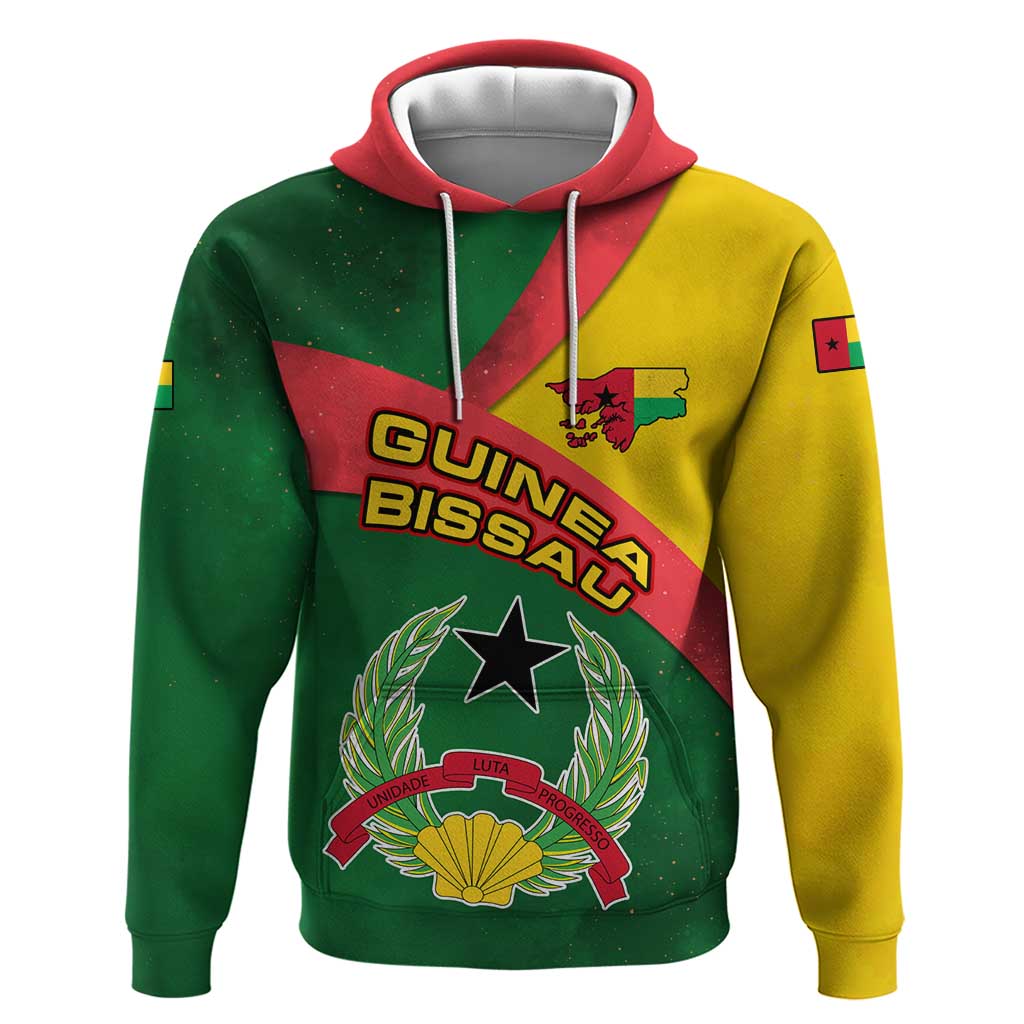 Guinea Bissau Zip Hoodie with Green Yellow Red Swirl Design - Wonder Print Shop